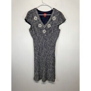 VTG OSCAR OSCAR DE LA RENTA Women’s NAVY / WHITECAP SLEEVES DRESS Sequin W2K 12